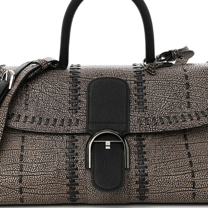 Delvaux Grained Calfskin Tribal Stitch Brillant East West Satchel Ebene Ivory Black 8 of 11