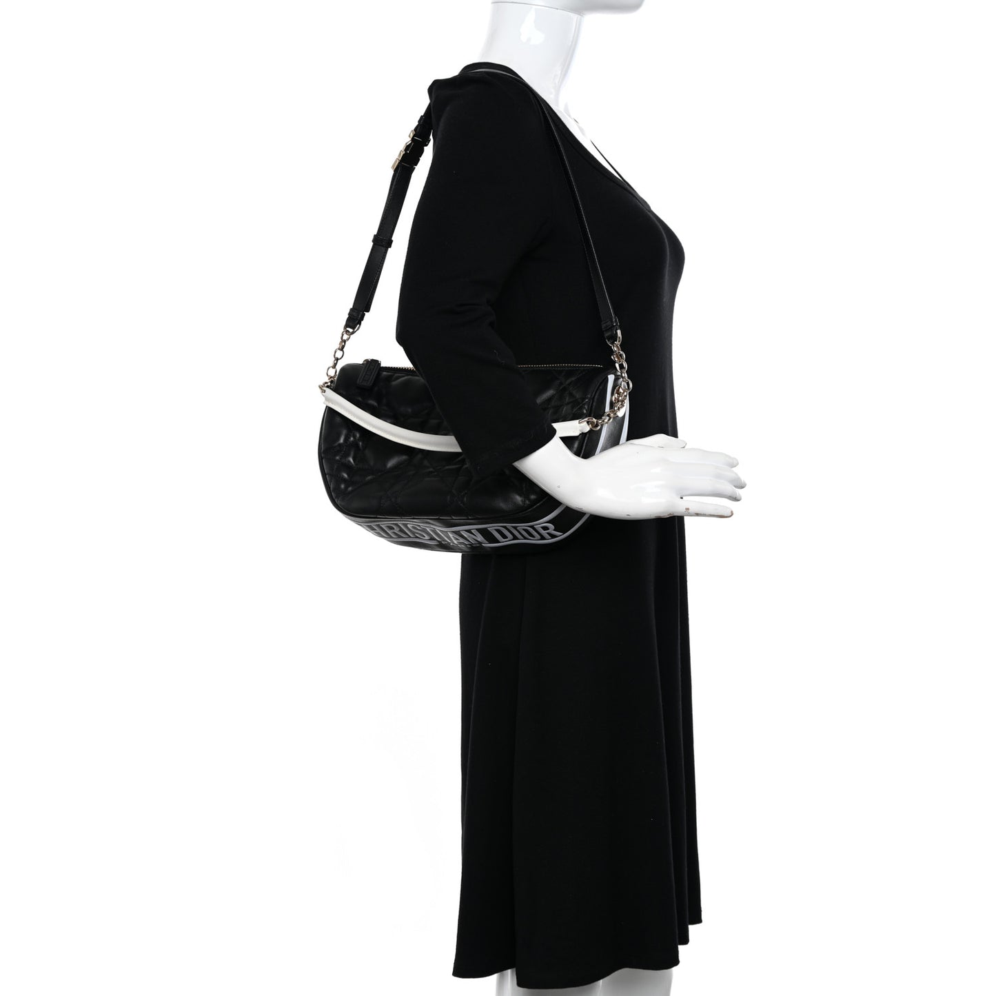 Lambskin Cannage Medium Dior Vibe Hobo Bag Black