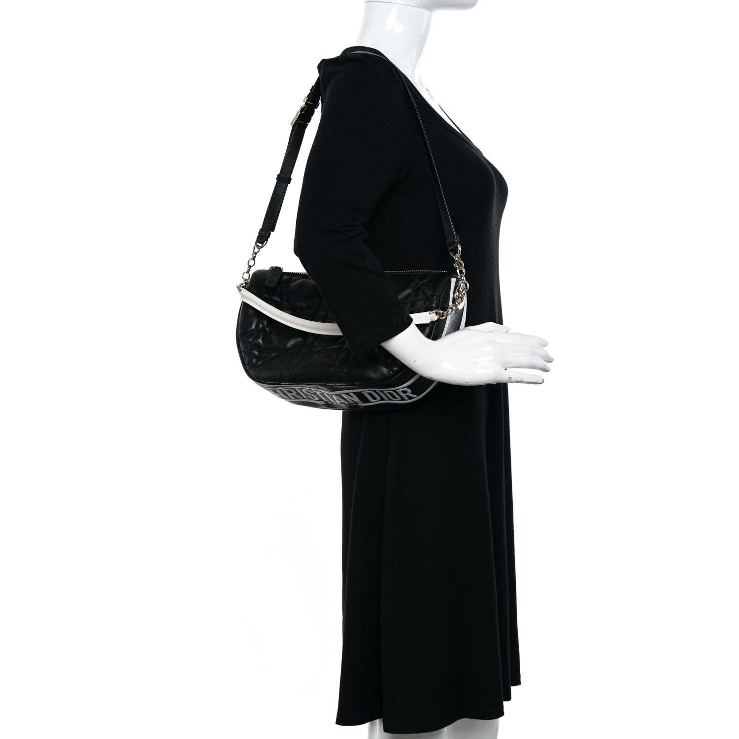 Christian Dior Lambskin Cannage Medium Dior Vibe Hobo Bag Black 2 of 10