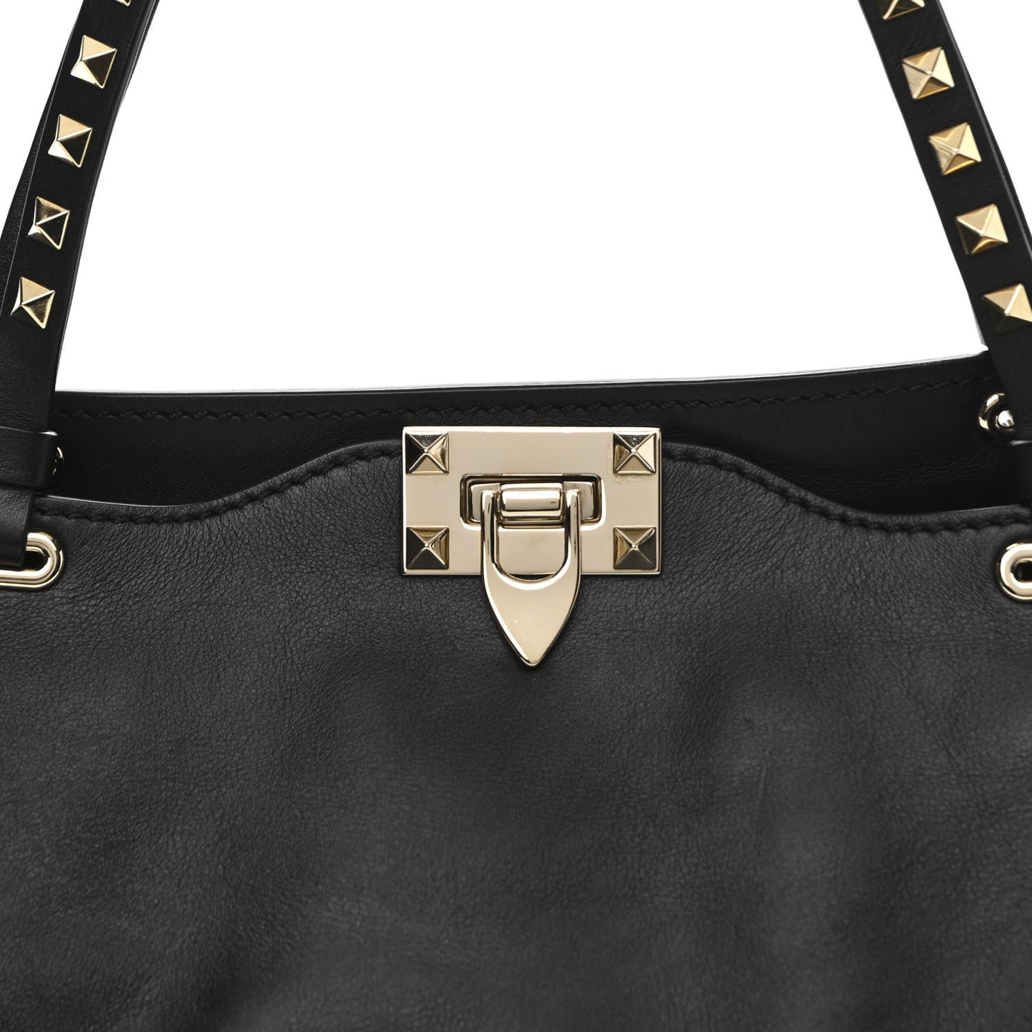 Vitello Medium Rockstud Tote Black