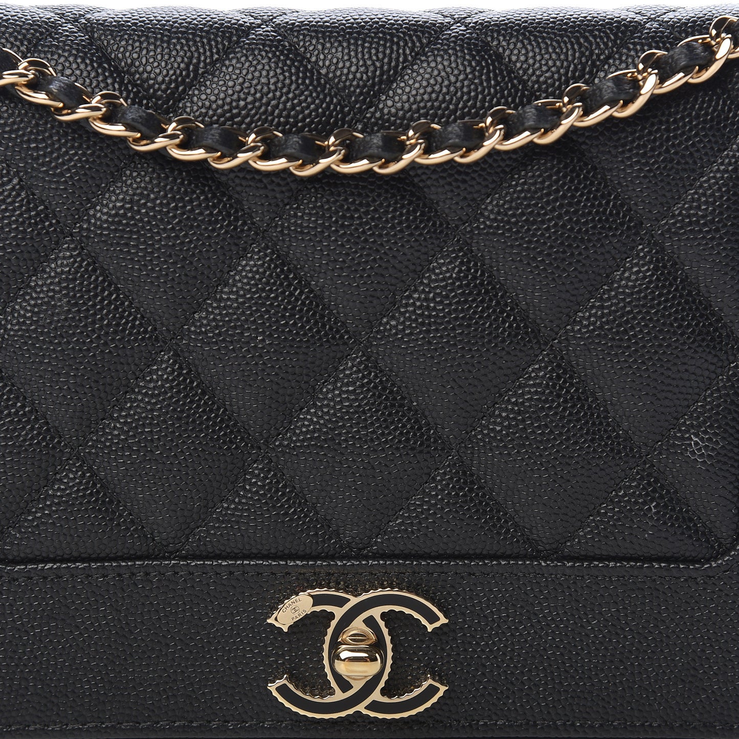 Caviar Quilted Vintage Mademoiselle Wallet On Chain WOC Black