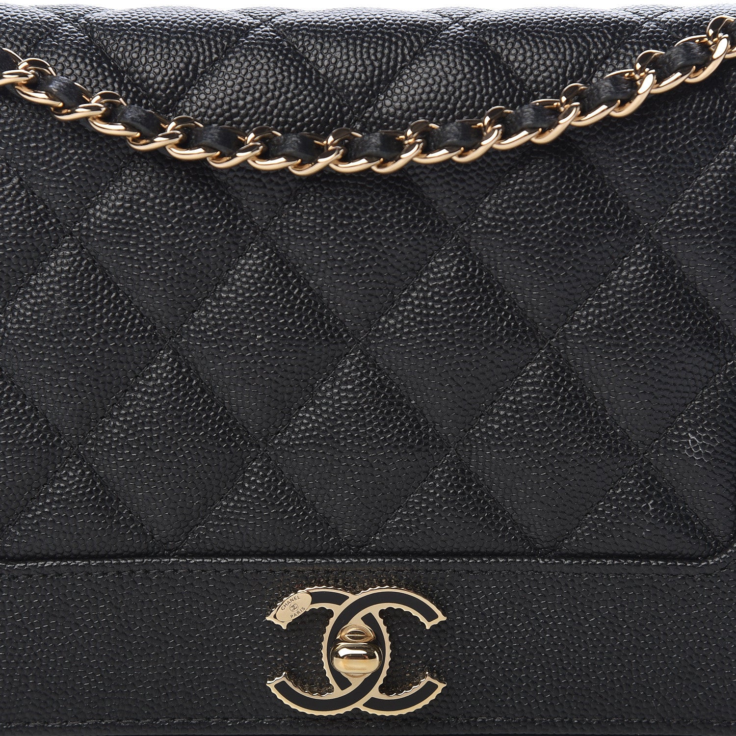 Chanel Caviar Quilted Vintage Mademoiselle Wallet On Chain WOC Black 9 of 12