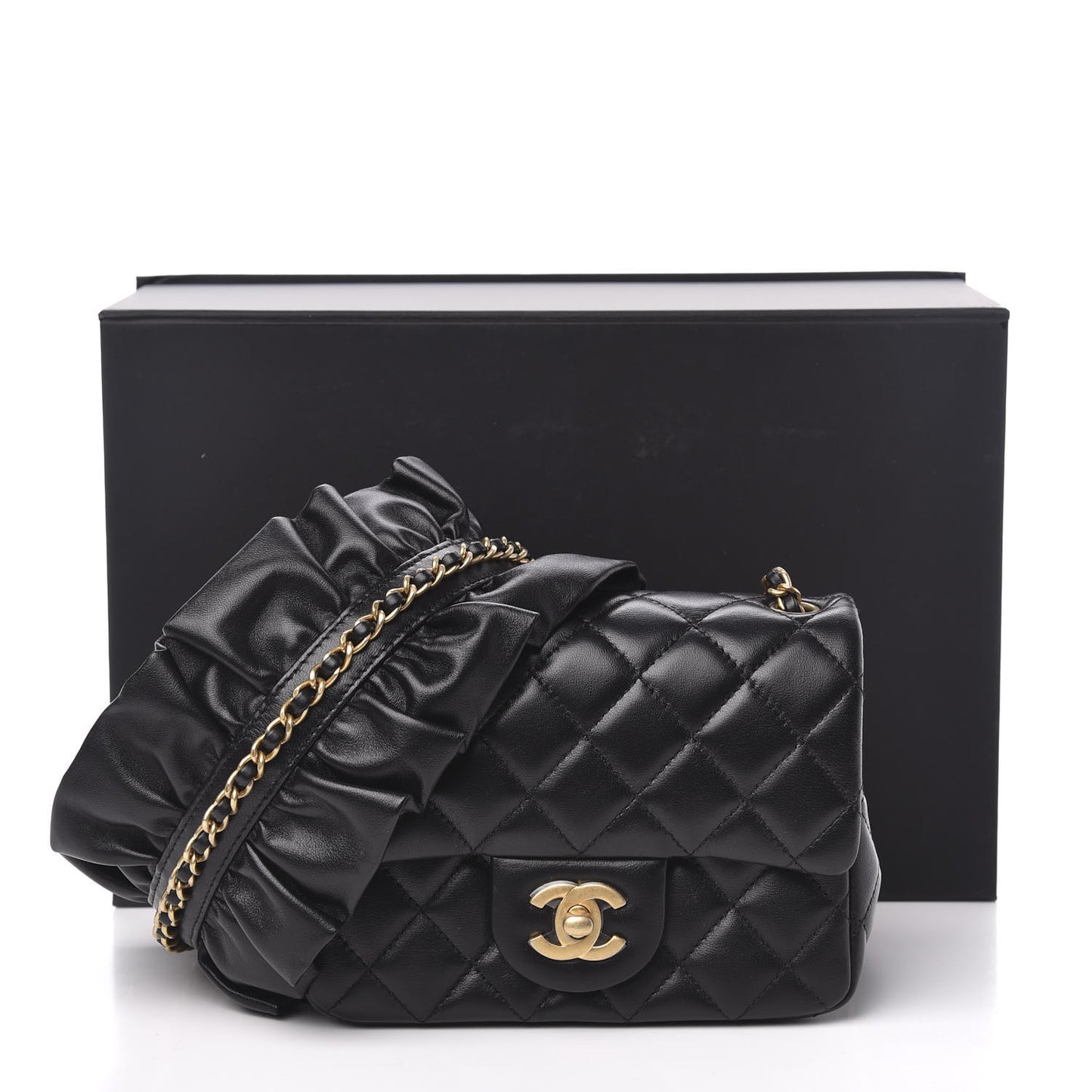 Lambskin Quilted Mini Romance Square Flap Black