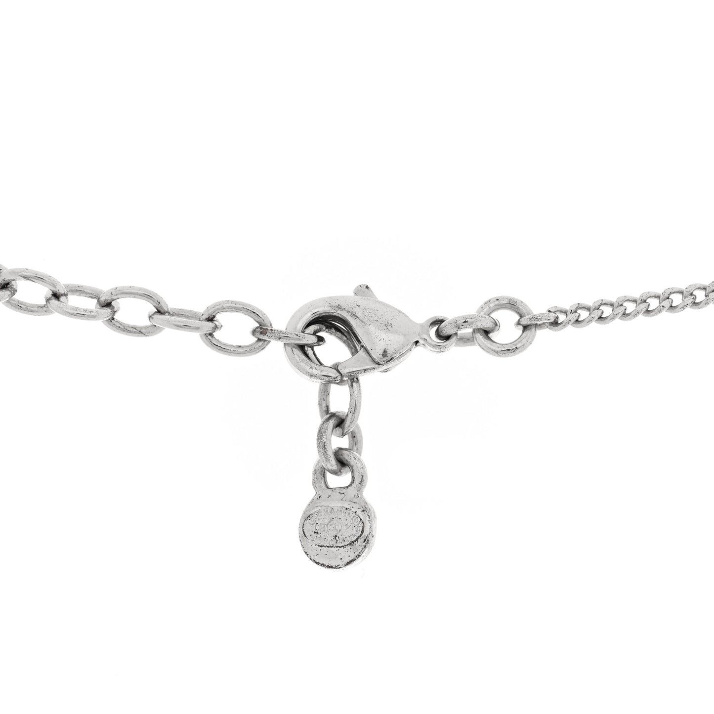 Crystal Baguette CC Drop Pendant Necklace Silver