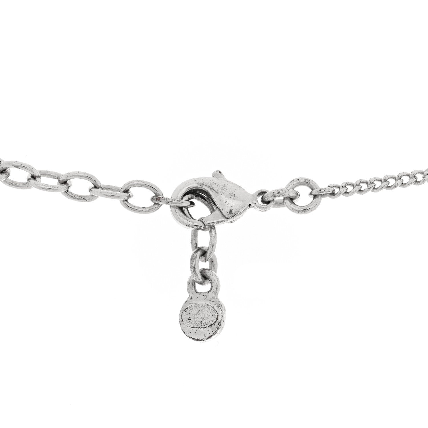 Chanel Crystal Baguette CC Drop Pendant Necklace Silver 4 of 5