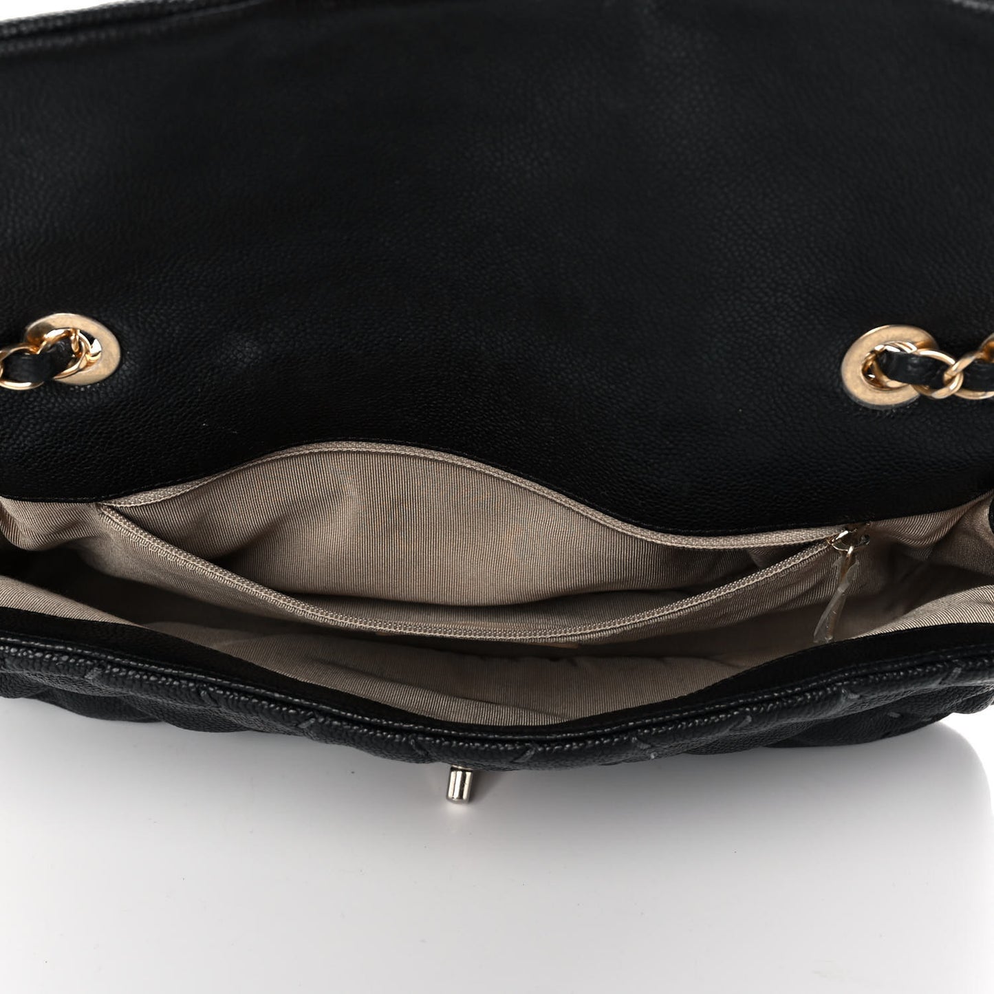 Caviar Stitched Flap Black