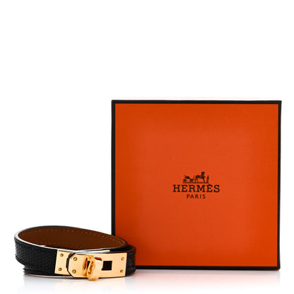 Hermes Shiny Alligator Lizard Kelly Double Tour Bracelet T2 Black 6 of 6