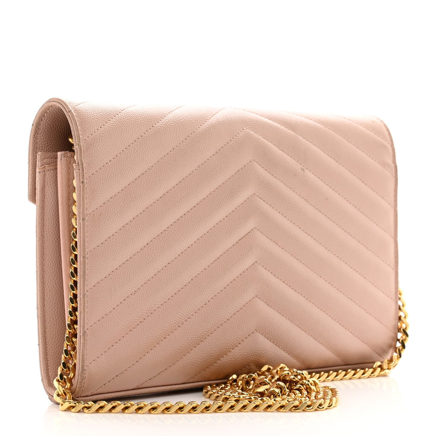 Grain De Poudre Matelasse Chevron Monogram Chain Wallet Pale Blush