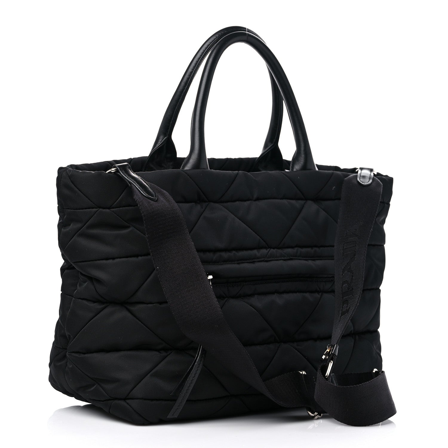 Prada Re-Nylon Nappa Triangle Quilted Padded Small Double Handled Zip Tote Black 3 of 9