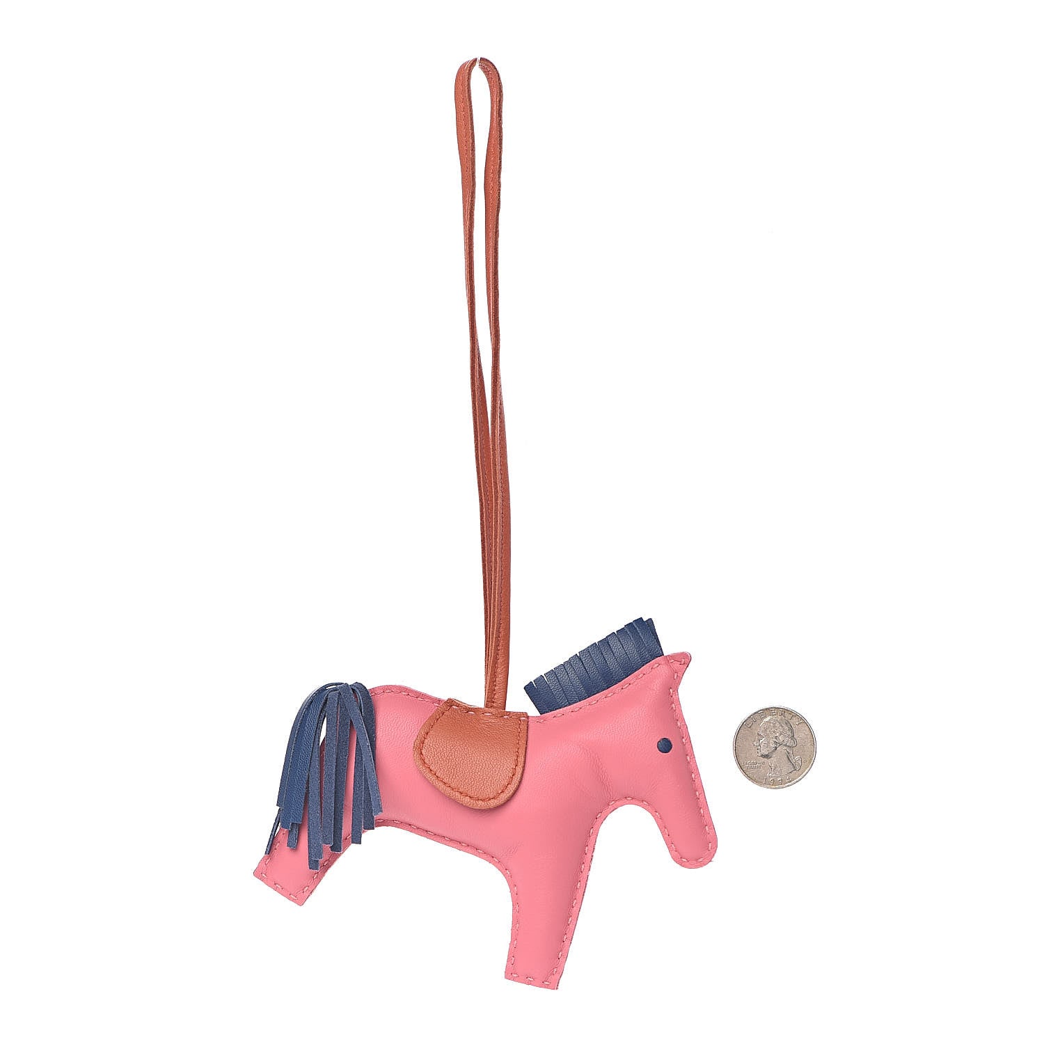 Hermes Milo Lambskin Grigri Rodeo Bag Charm MM Rose Azalee Cornaline Bleu De Malte 2 of 4