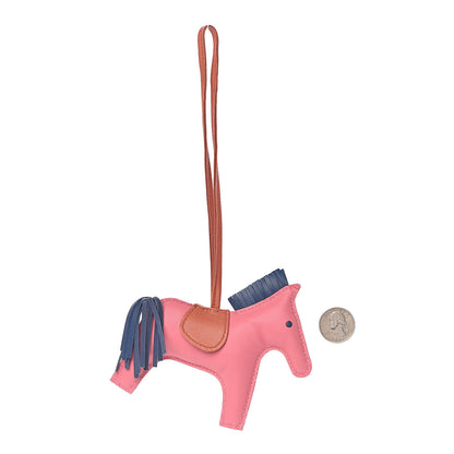 Hermes Milo Lambskin Grigri Rodeo Bag Charm MM Rose Azalee Cornaline Bleu De Malte 2 of 4