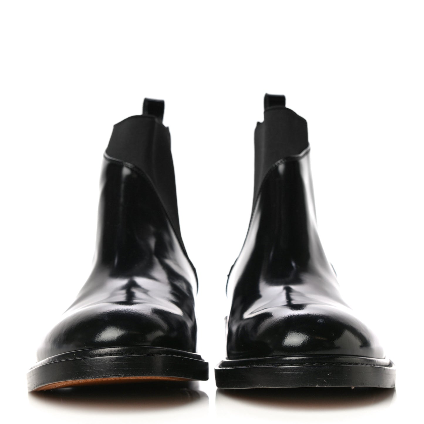 Patent Calfskin Rockstud Chelsea Ankle Boots 41 Black