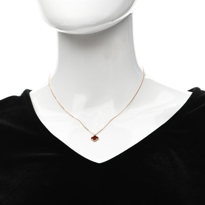 Van Cleef & Arpels 18K Rose Gold Carnelian Sweet Alhambra Pendant Necklace 2 of 6