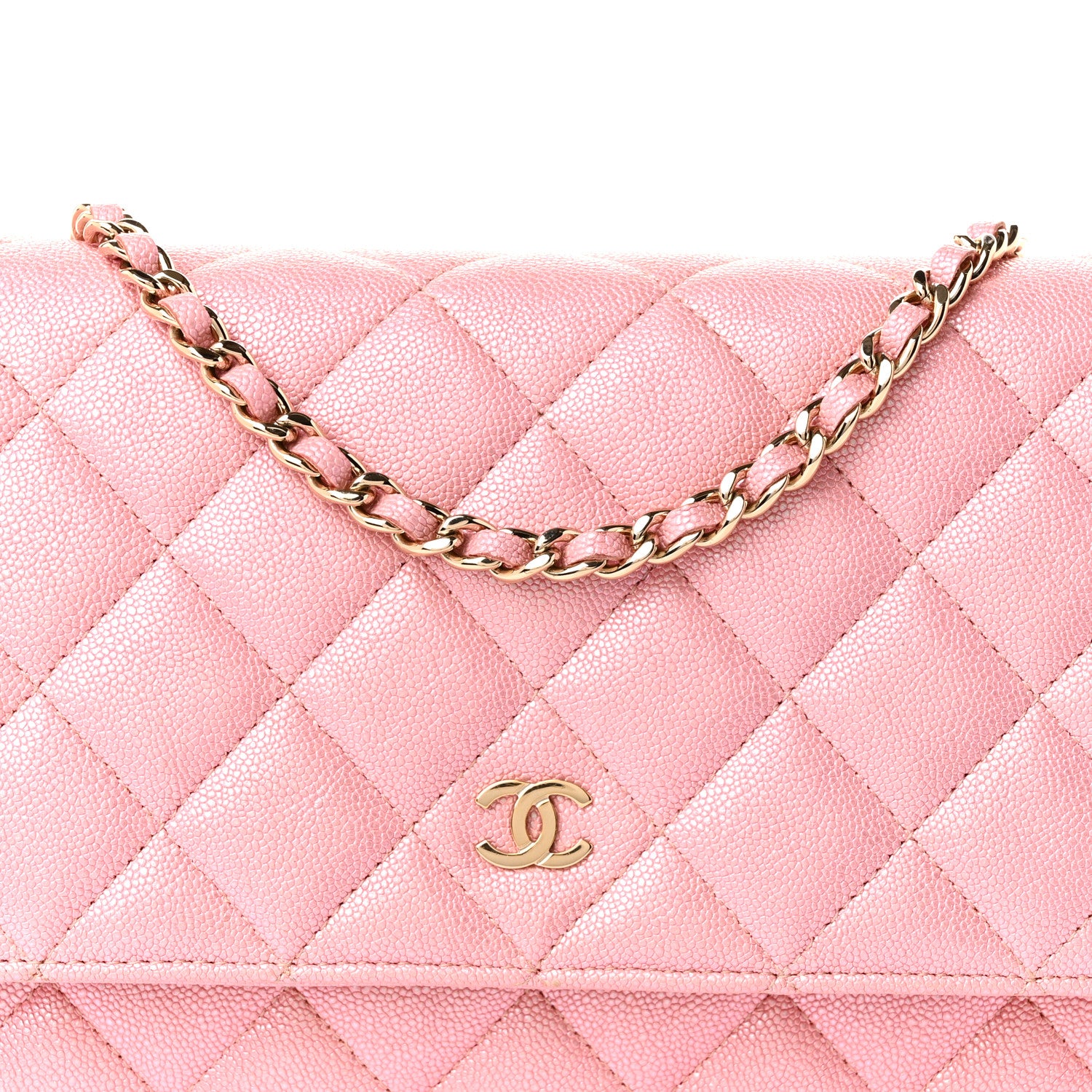 Chanel Iridescent Caviar Quilted Wallet on Chain WOC Rose Pink 9 of 12