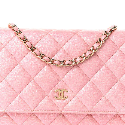 Chanel Iridescent Caviar Quilted Wallet on Chain WOC Rose Pink 9 of 12