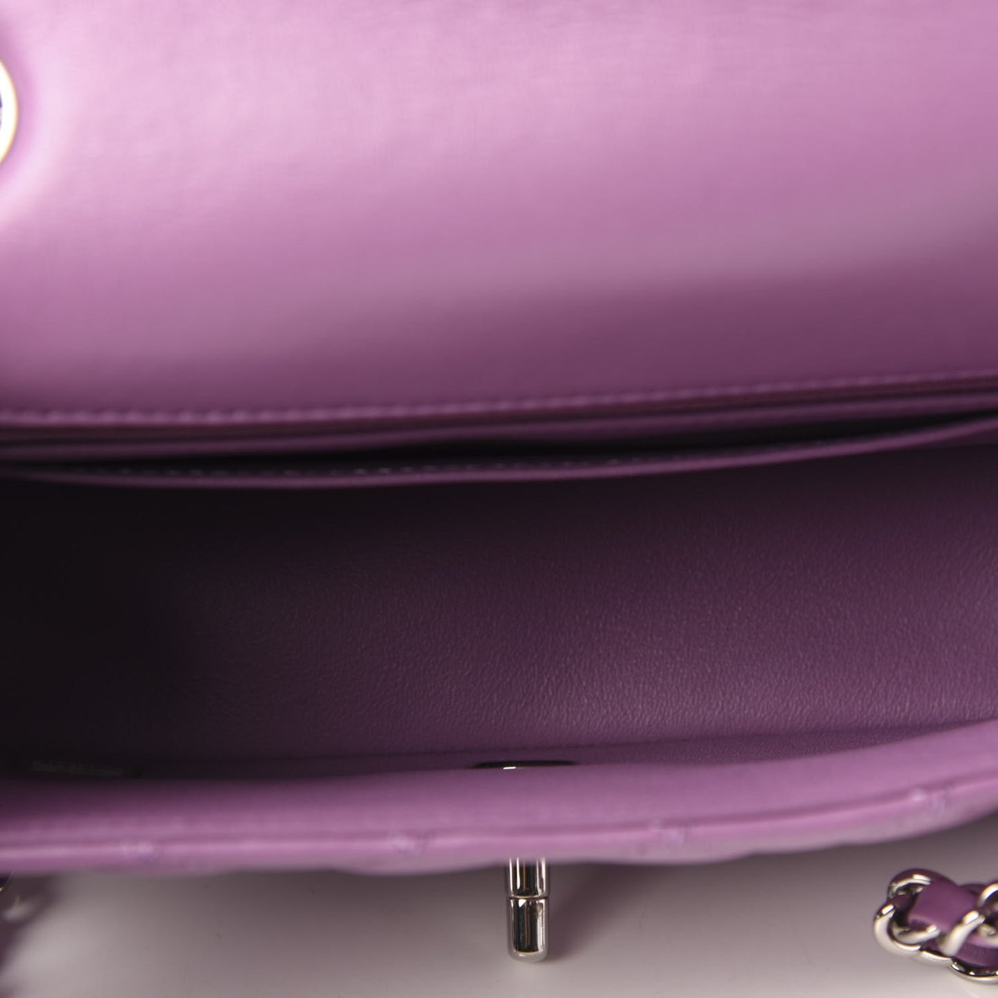 Lambskin Quilted Mini Rectangular Flap Purple