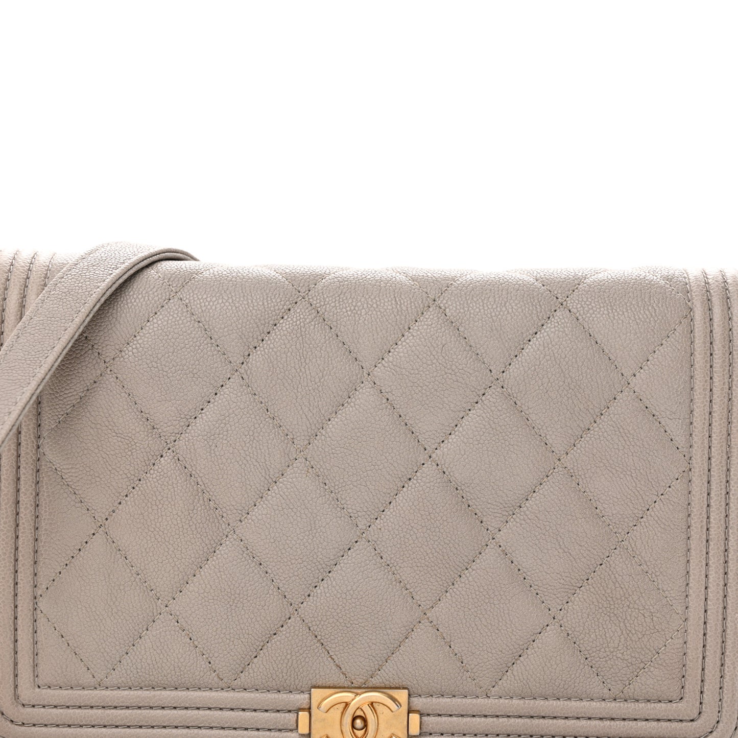 Caviar Quilted Boy Wallet On Chain WOC Grey