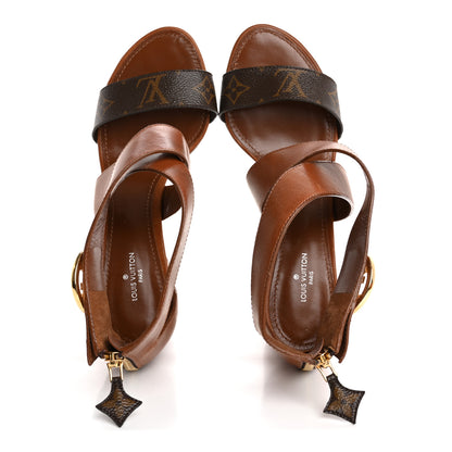 Louis Vuitton Calfskin Monogram Horizon Sandals 37.5 Cognac Brown 2 of 15