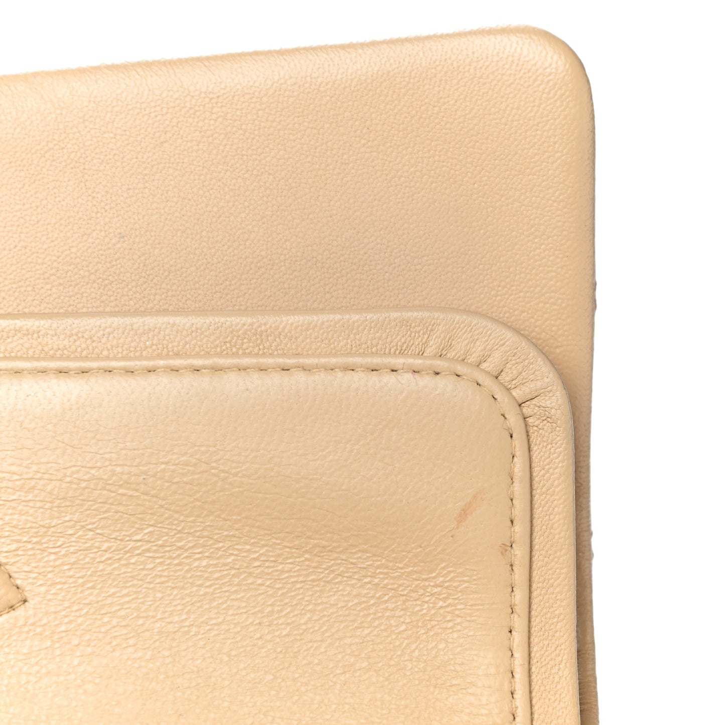Lambskin Quilted Small Double Flap Beige