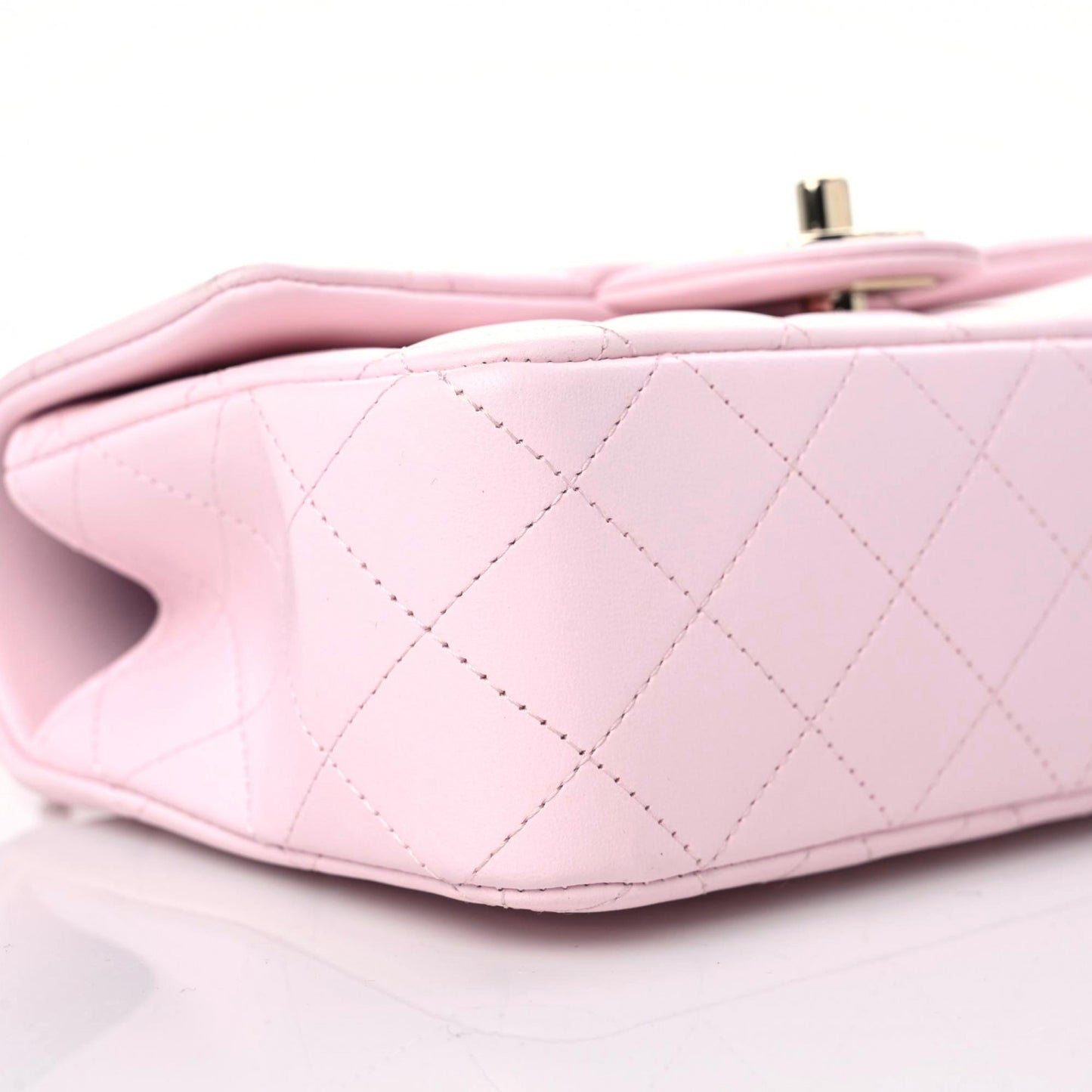 Lambskin Quilted Mini Top Handle Rectangular Flap Light Pink