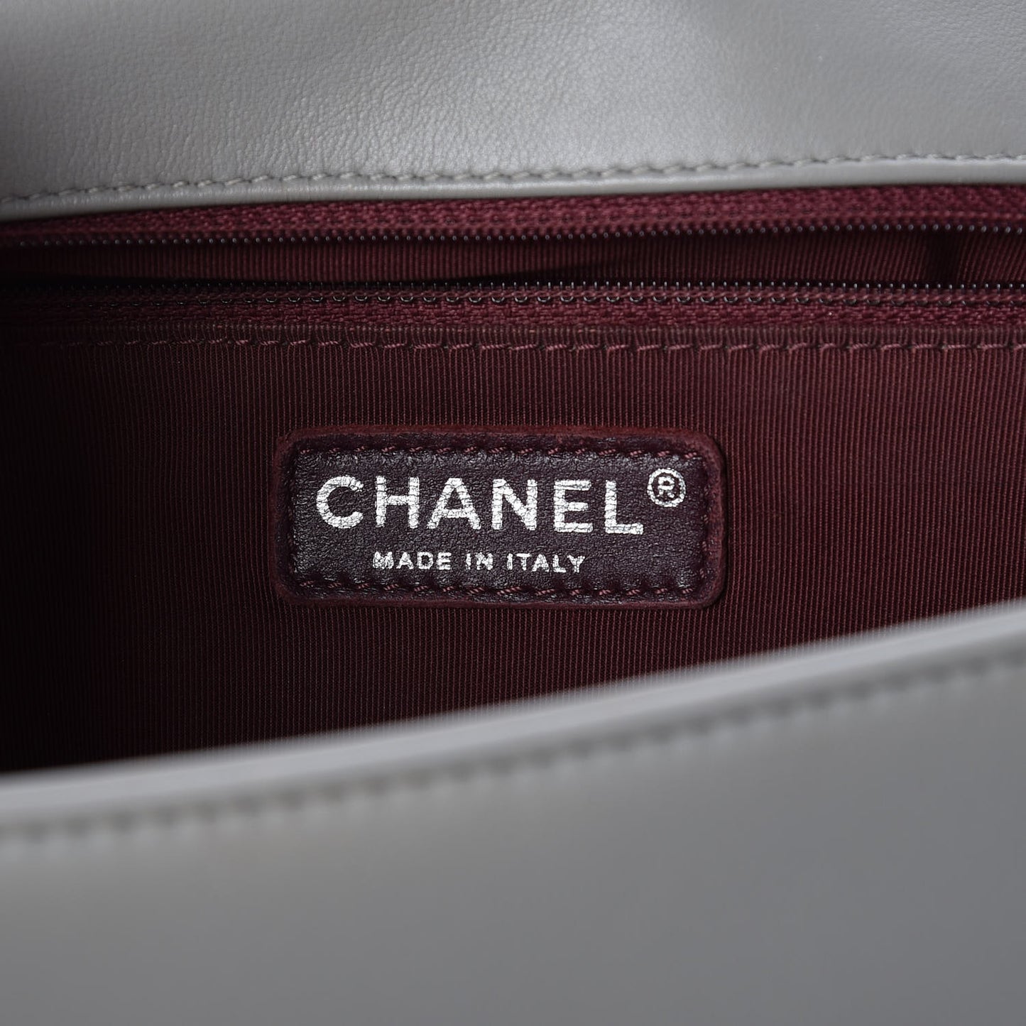 Calfskin Chevron Quilted New Medium Boy Flap Grey