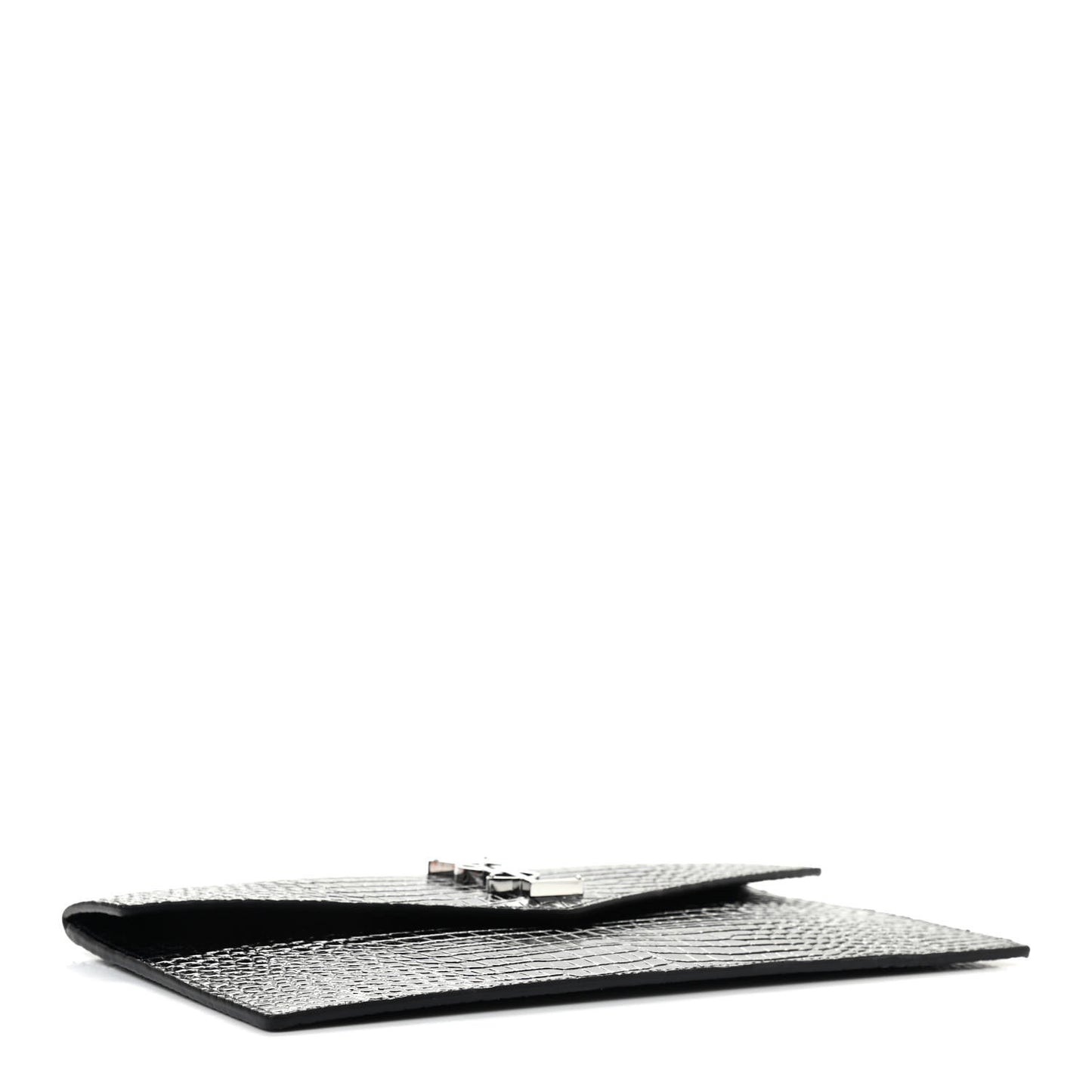 Calfskin Crocodile Embossed Uptown Monogram Clutch Black