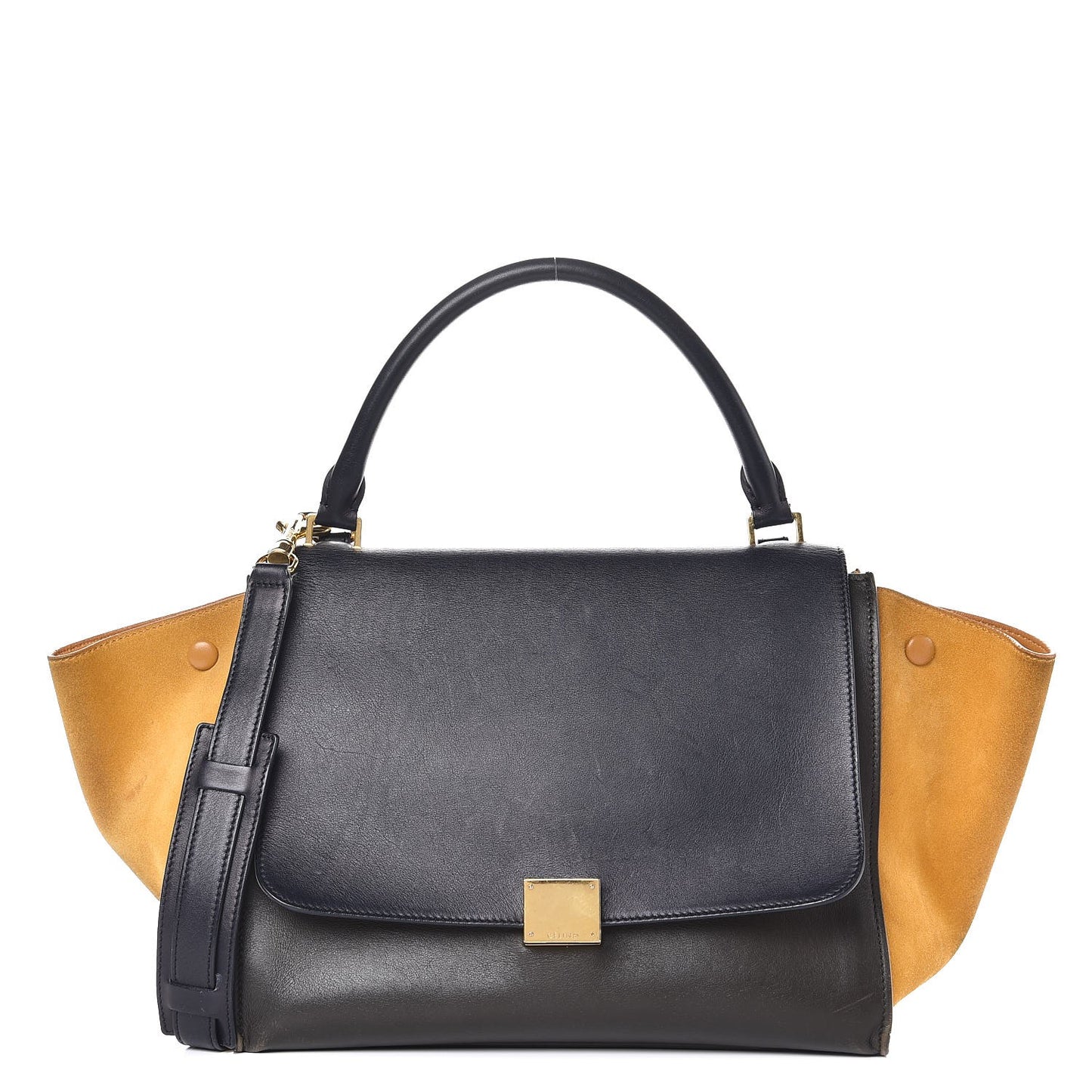 Smooth Calfskin Suede Medium Tri-Color Trapeze Mustard