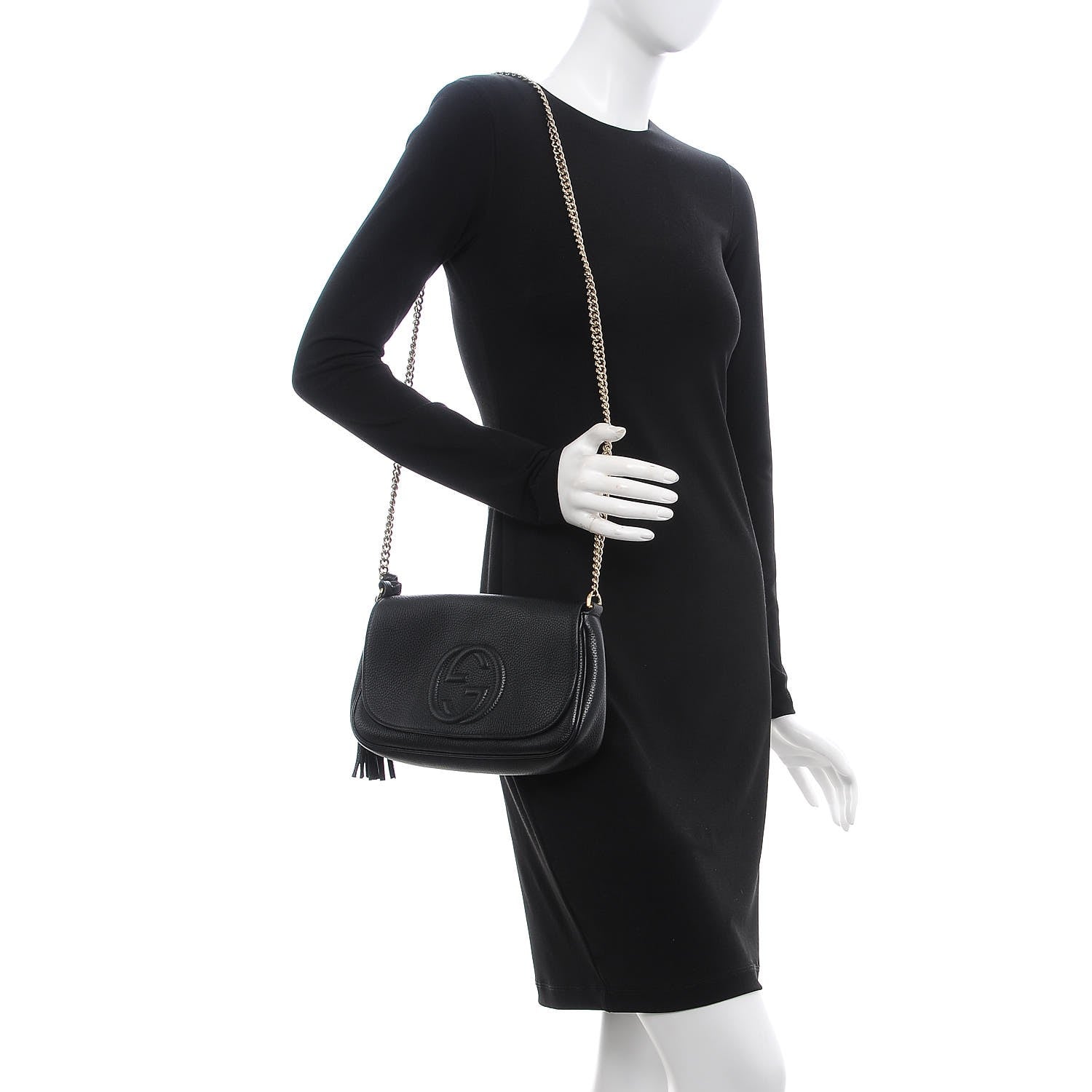 Gucci Pebbled Calfskin Medium Soho Flap Crossbody Black 2 of 12
