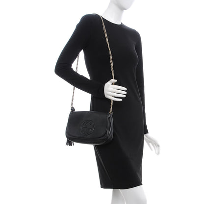 Gucci Pebbled Calfskin Medium Soho Flap Crossbody Black 2 of 12