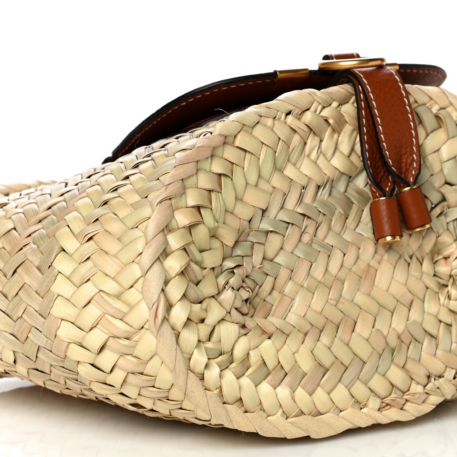 Chloe Raffia Small Grain Calfskin Small Marcie Basket Tan 8 of 9