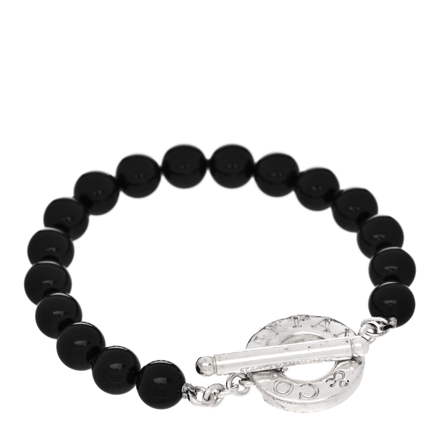 Tiffany Sterling Silver Black Onyx Bead Toggle Bracelet 1 of 3