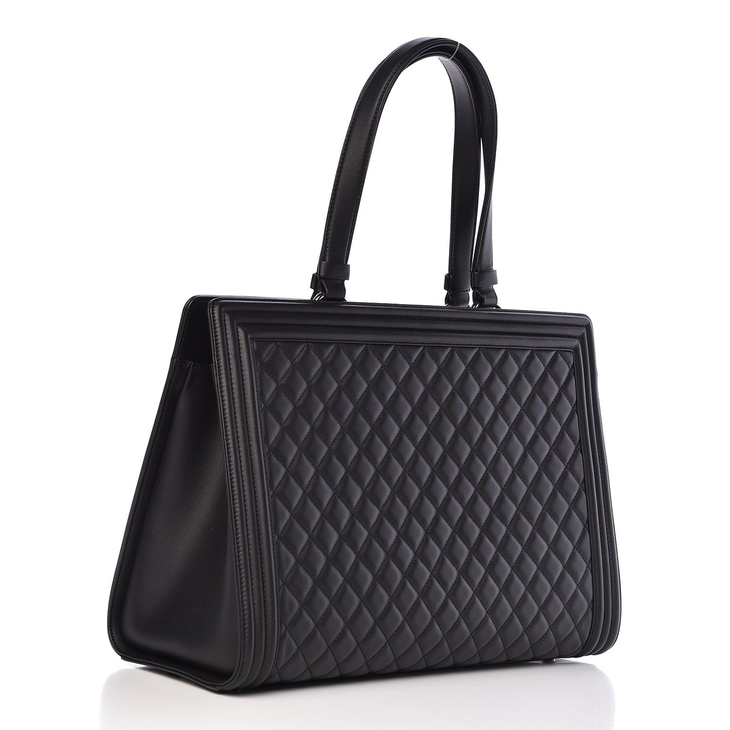 Calfskin Quilted Boy Shopping Tote Black