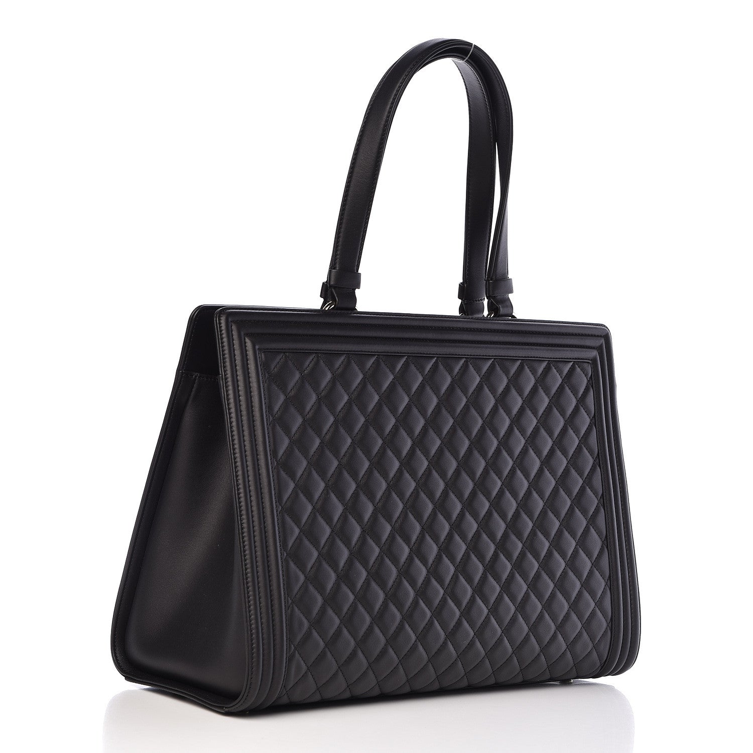 Chanel Calfskin Quilted Boy Shopping Tote Black 3 of 10