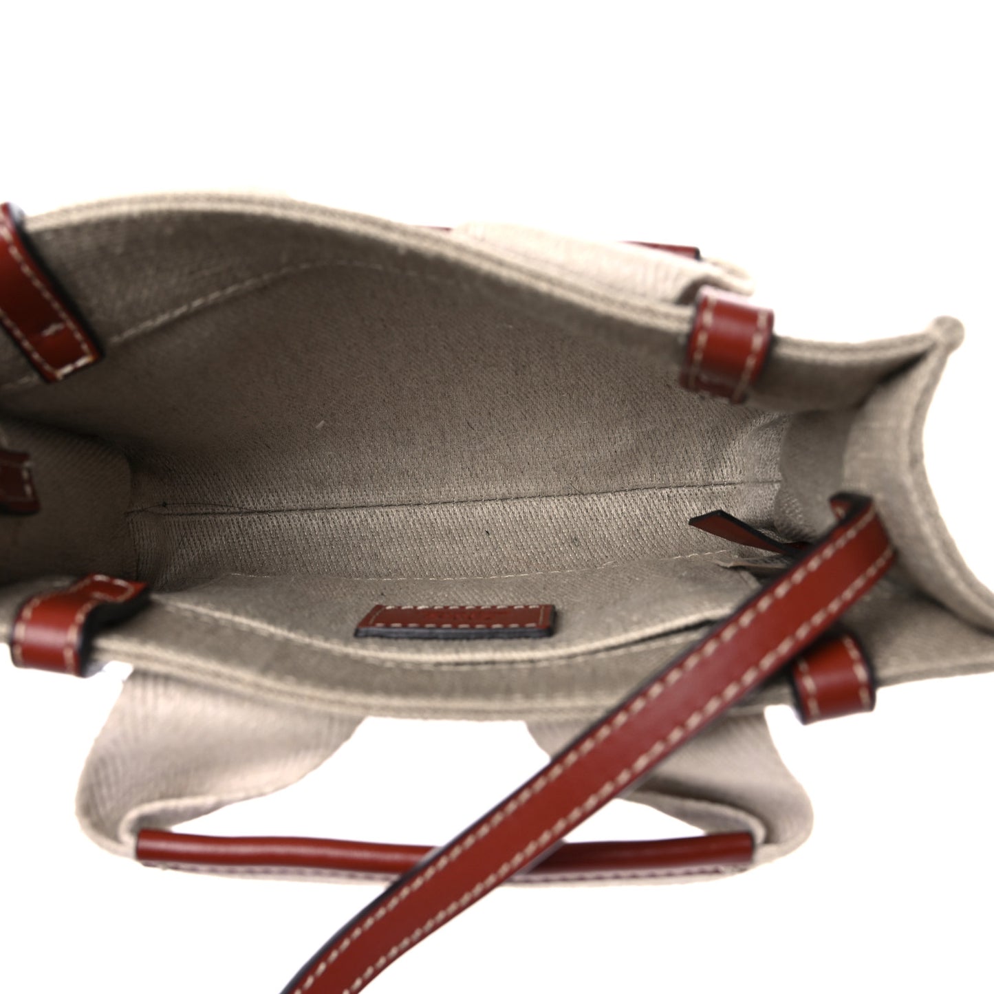 Cotton Calfskin Mini Woody Ribbon Tote White Brown