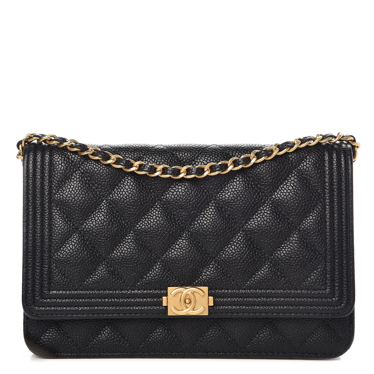 Caviar Quilted Boy Wallet On Chain WOC Black
