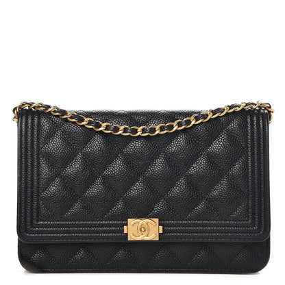 Chanel Caviar Quilted Boy Wallet On Chain WOC Black 1 of 9