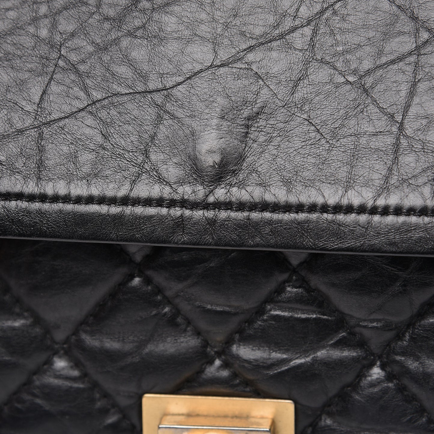 Aged Calfskin Quilted 2.55 Reissue 227 Flap Black