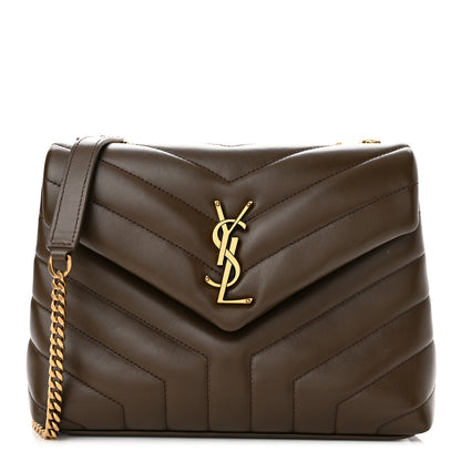 Saint Laurent Calfskin Y Quilted Monogram Small Loulou Chain Satchel Soil Brown 1 of 10