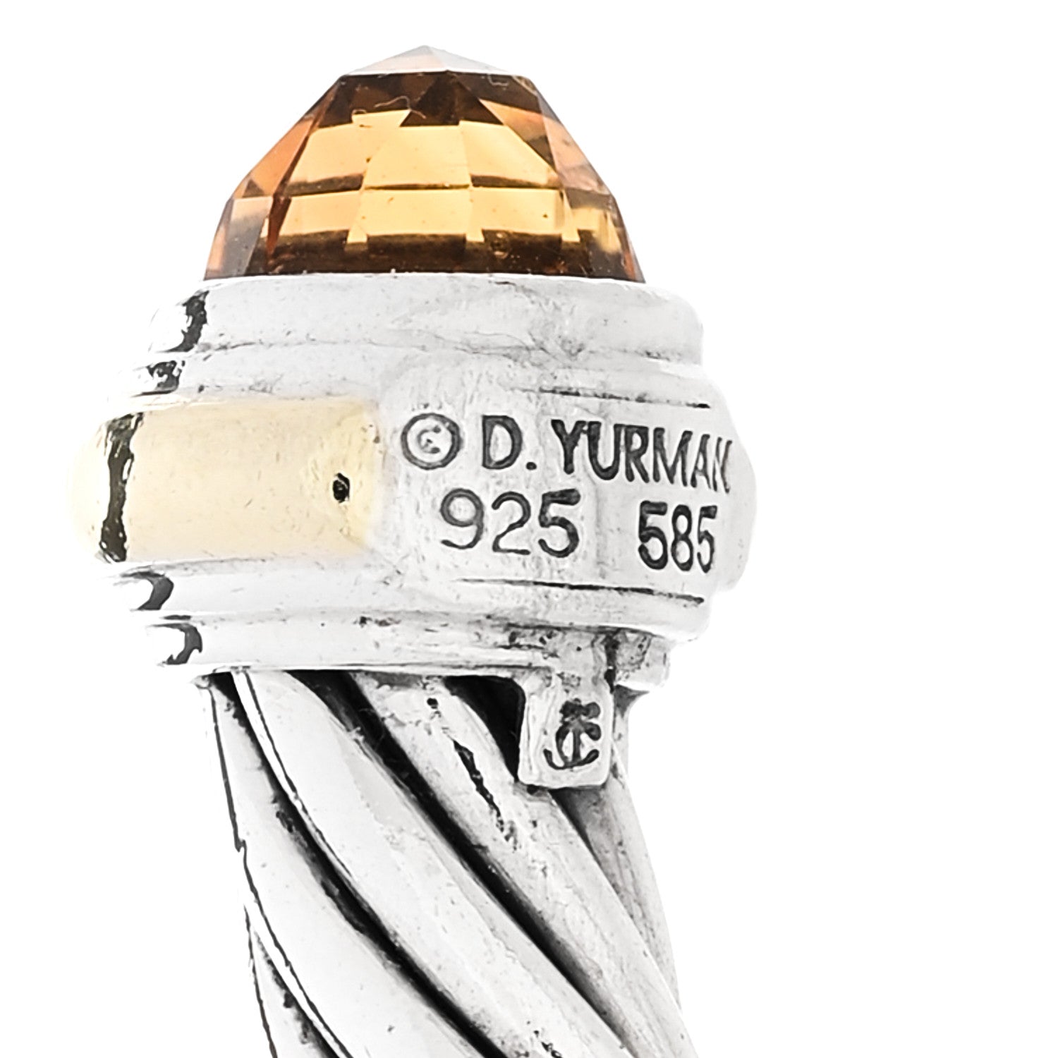 David Yurman Sterling Silver 14K Yellow Gold Citrine 7mm Cable Classics Bracelet 3 of 3