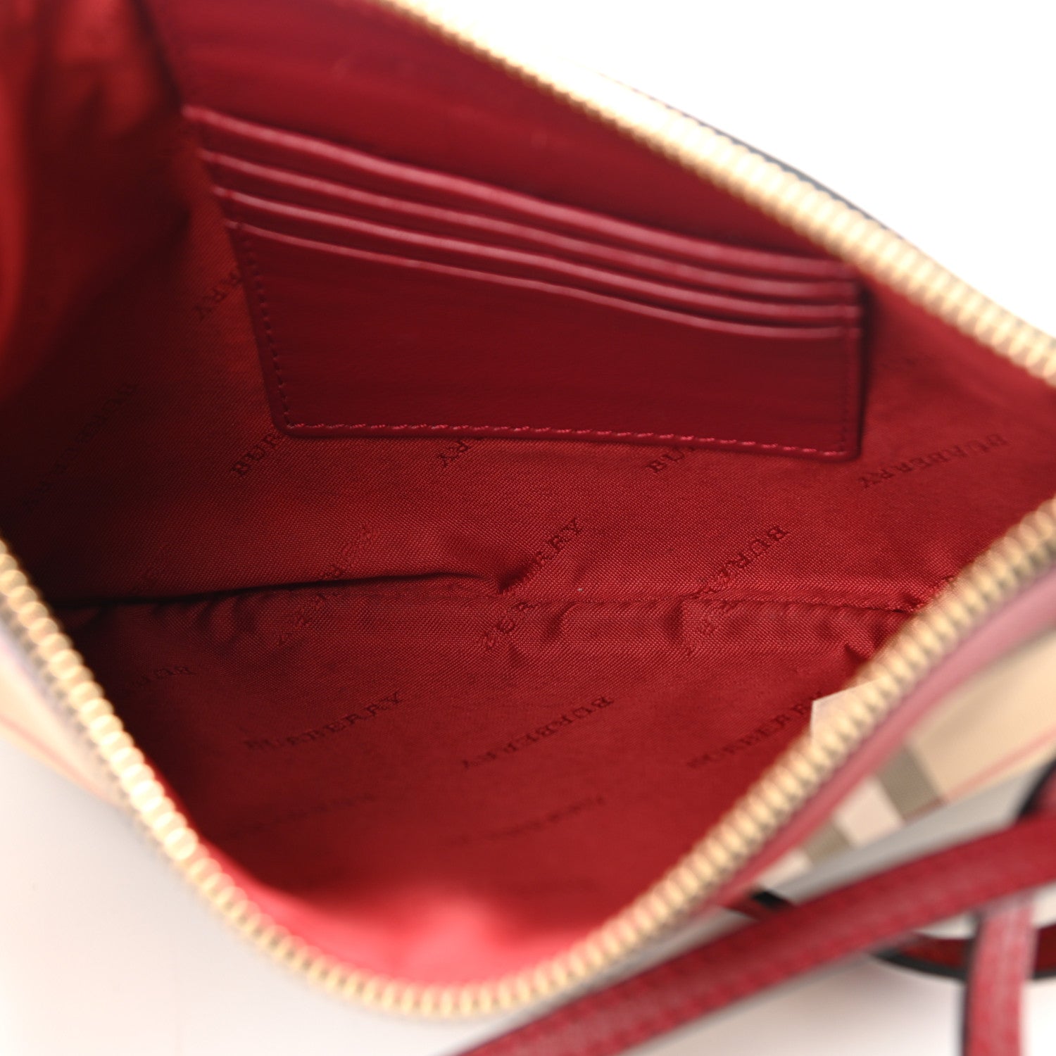 Burberry Horseferry Check Peyton Crossbody Clutch Bag Parade Red 5 of 12