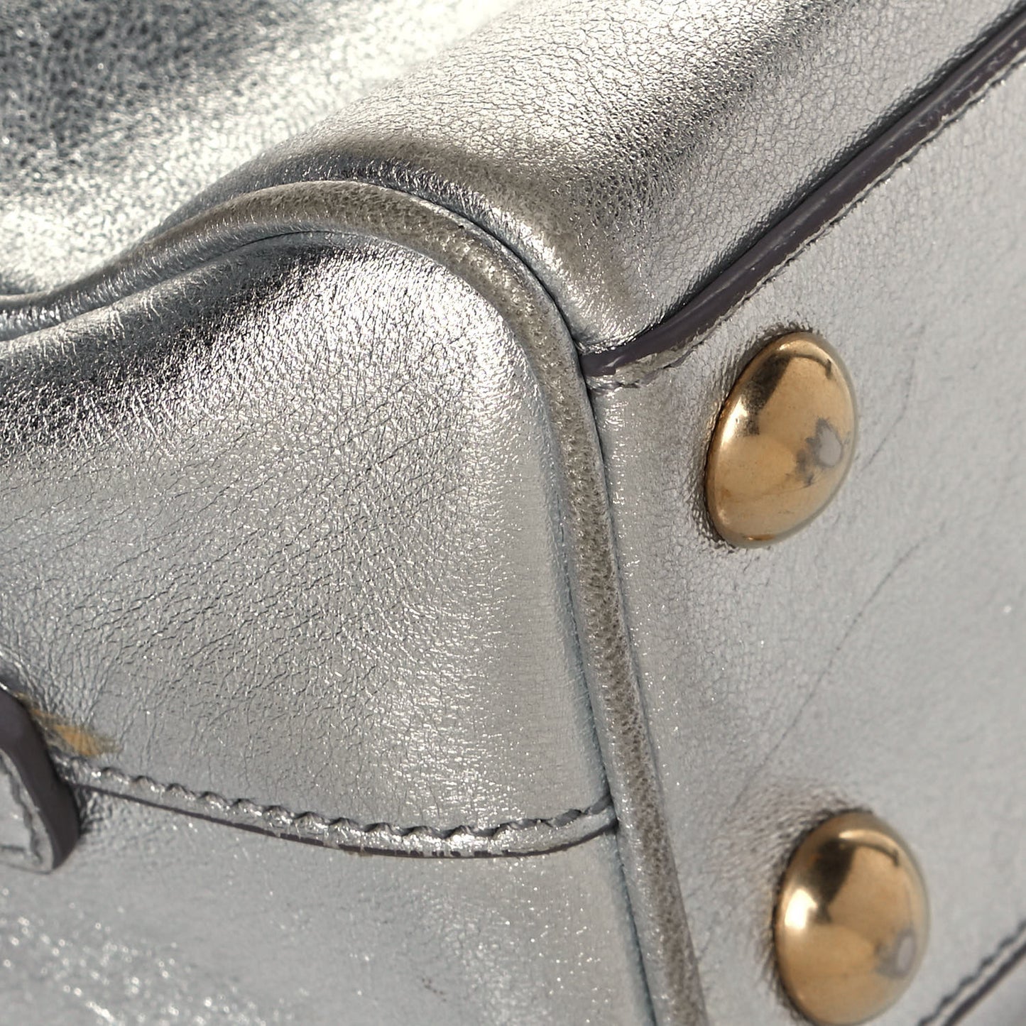 Metallic Calfskin Classic Toy Duffle Silver