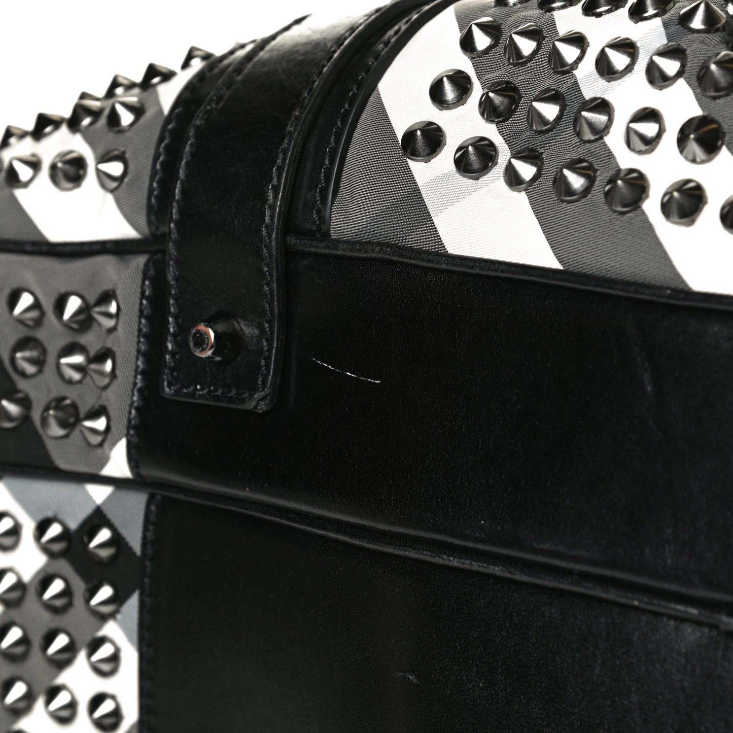 Nylon Beat Check Studded Satchel Black