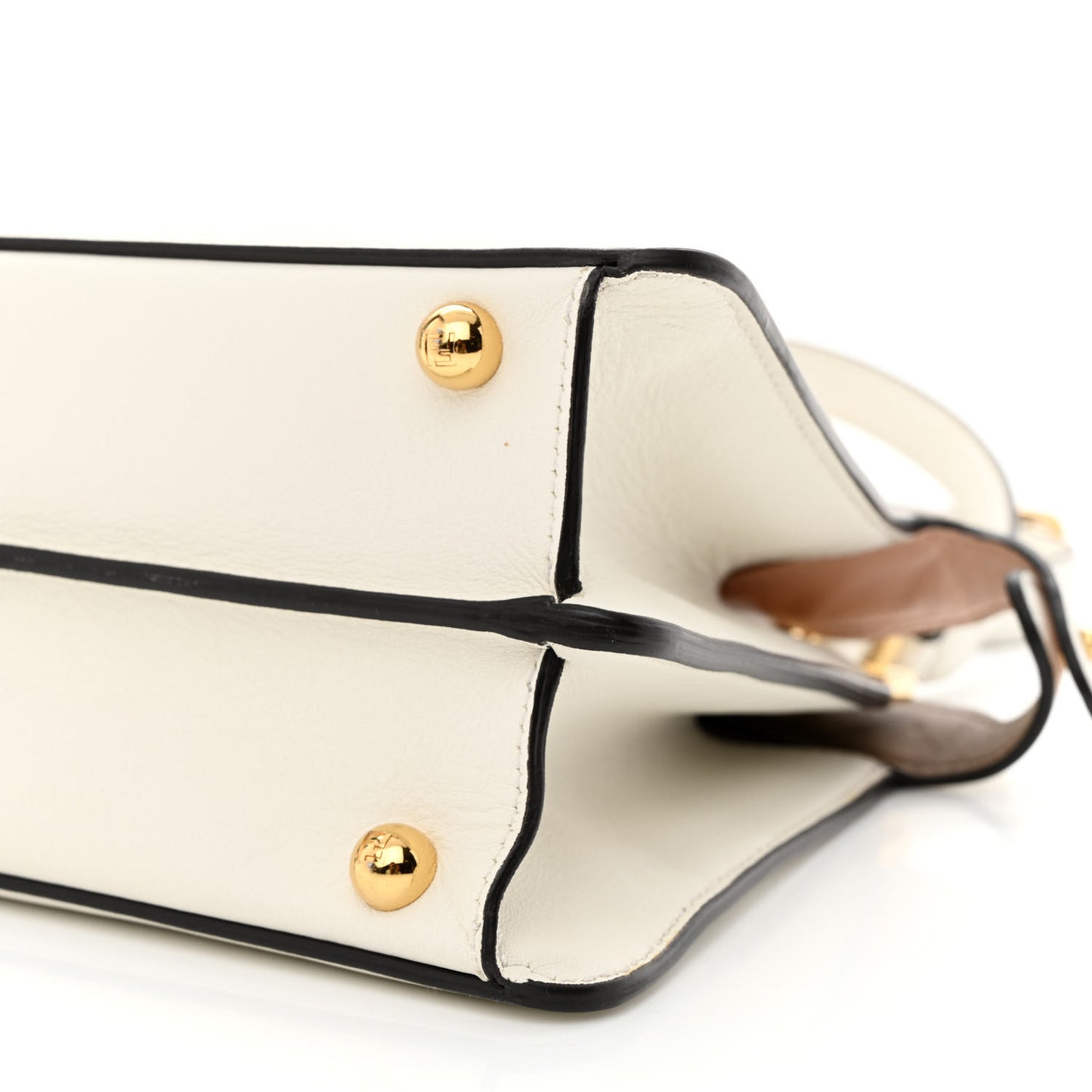 Vitello Seta Nappa Bi-Color Small Peekaboo I SEE U Satchel White Ice Light Rose Tortora