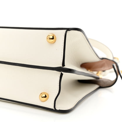 Fendi Vitello Seta Nappa Bi-Color Small Peekaboo I SEE U Satchel White Ice Light Rose Tortora 10 of 13