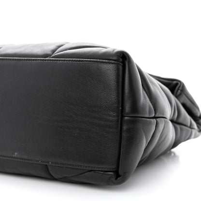 Saint Laurent Lambskin Quilted Monogram Monochrome Medium Loulou Puffer Chain Satchel Black 10 of 11