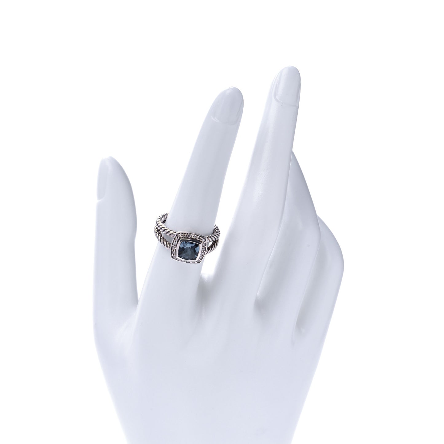 Sterling Silver Diamond Hampton Blue Topaz 7mm Petite Albion Ring 54 7