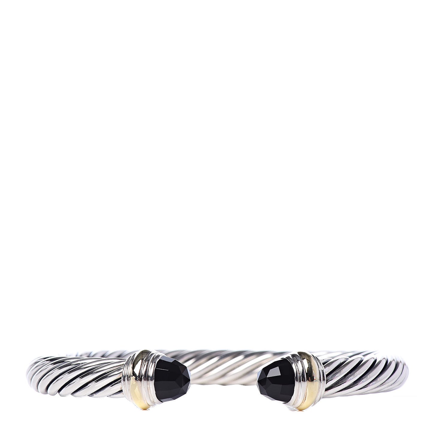 Sterling Silver 14K Yellow Gold Black Onyx 7mm Cable Classics Bracelet
