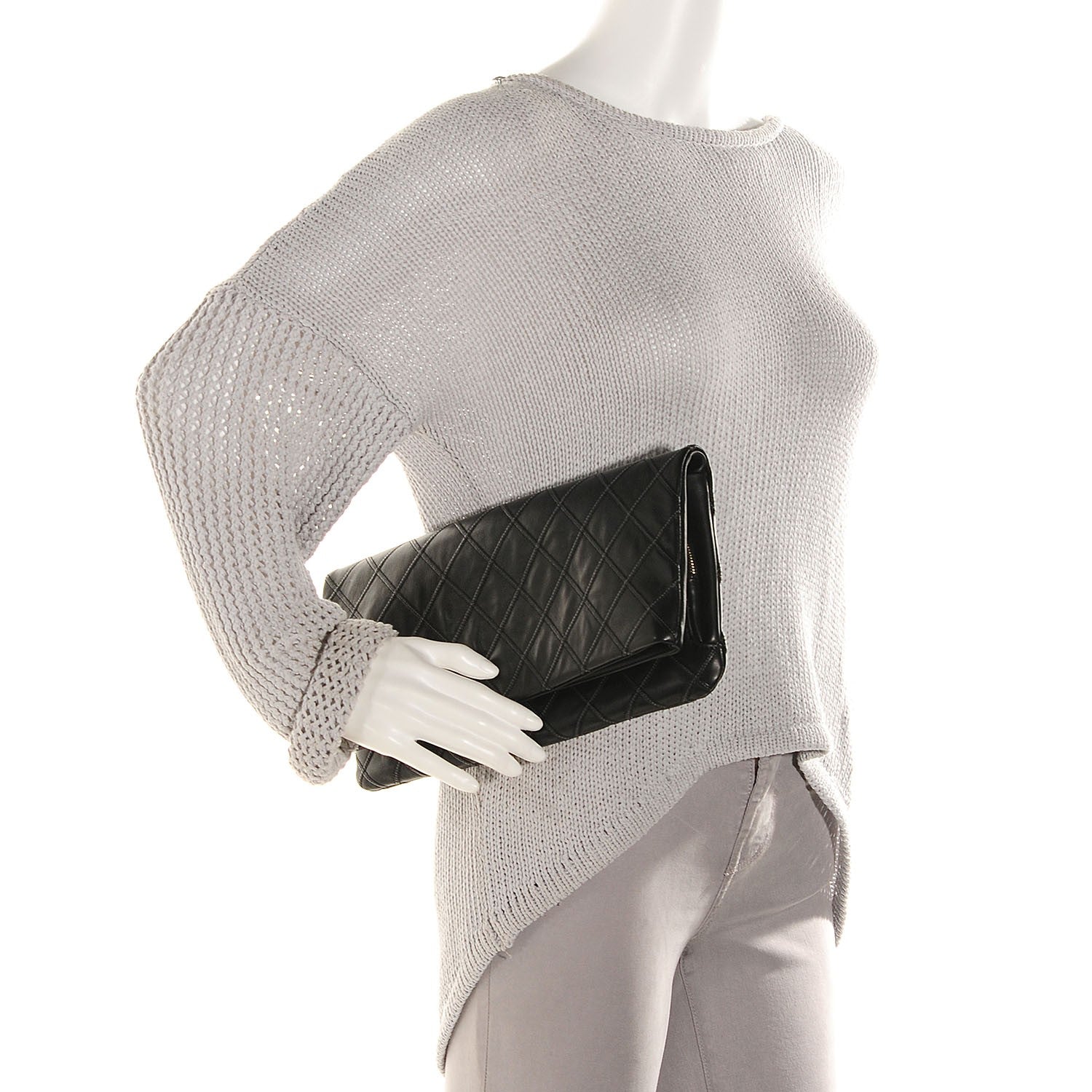 Chanel Calfskin Stitched Thin City Clutch Black 2 of 9