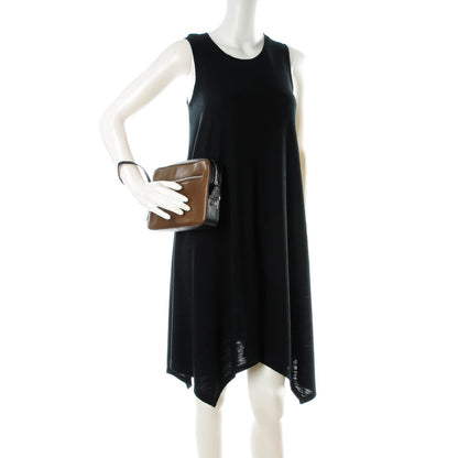 Celine Nappa Side Lock Dragonne Clutch Brown Black 2 of 8