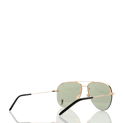 Saint Laurent Metal Aviator Classic 11 Monochromatic Sunglasses Gold Green 4 of 10